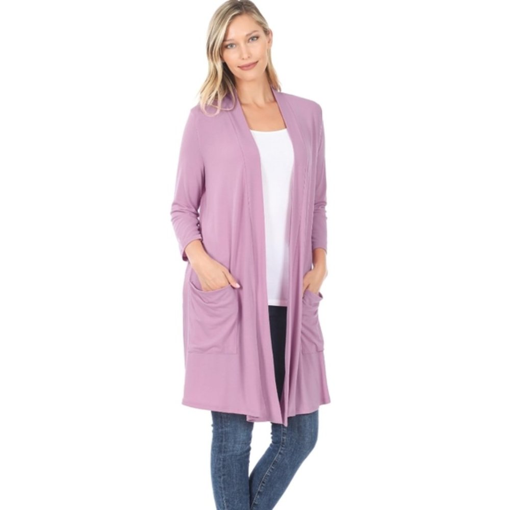 Last One! Open Front Cardigan in Lilac
